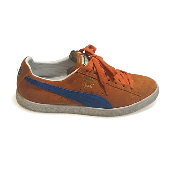 Puma Clyde NYC 361355-01 Sneakers - Mens Size US 9.5 Vibrant Orange & Royal Blue - Picture 1 of 7